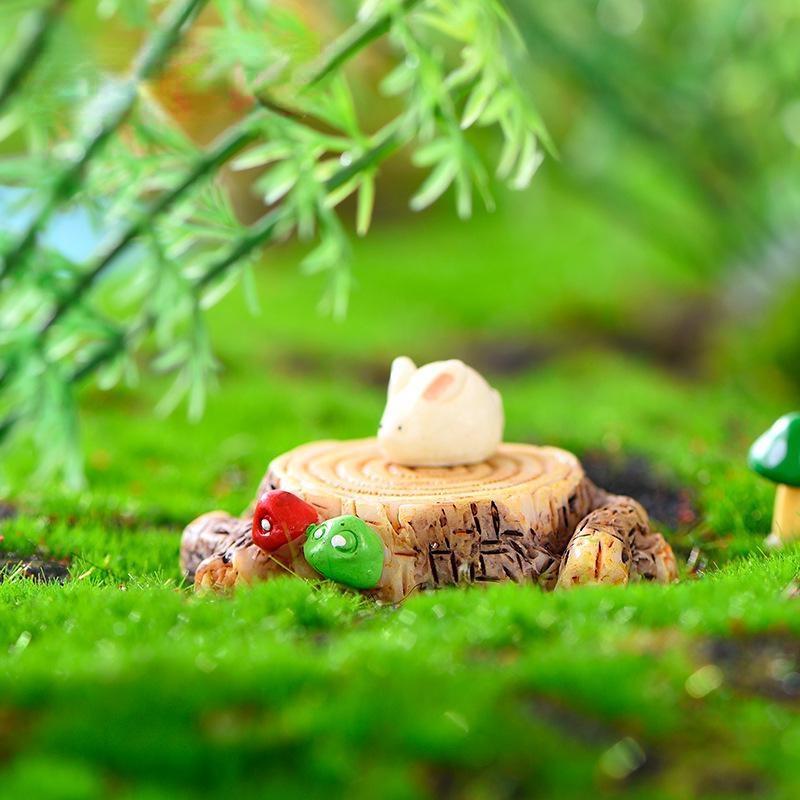 1 Piece of Resin Handicraft Stump Micro Landscape Small Ornament Landscape Bonsai Gardening Accessories Home Decoration