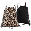 Leopard Cheetah Print Drawstring Backpack Women Men Lightweight Foldable Sport Gym Sackpack Portable Training Storage Sackpack