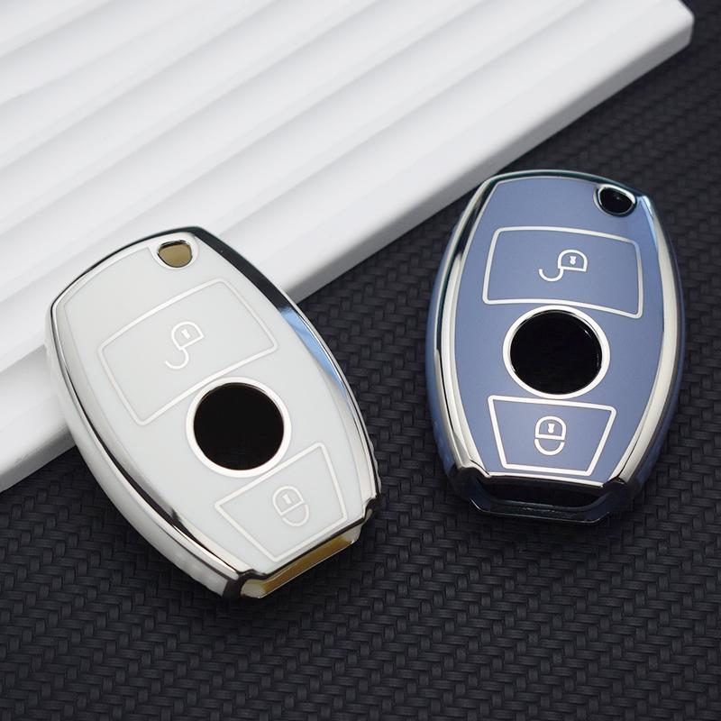 Cu 2 butoane TPU Husa pentru chei de masina Protector Shell Fob pentru Mercedes Benz ABCER Class GLS GLA GLK GLC CLS CLA AMG W204 W205 W212 W463 W176 Accesorii