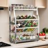 Wall-Mounted 304 Stainless Steel Kitchen Seasoning Rack for Countertop Storage