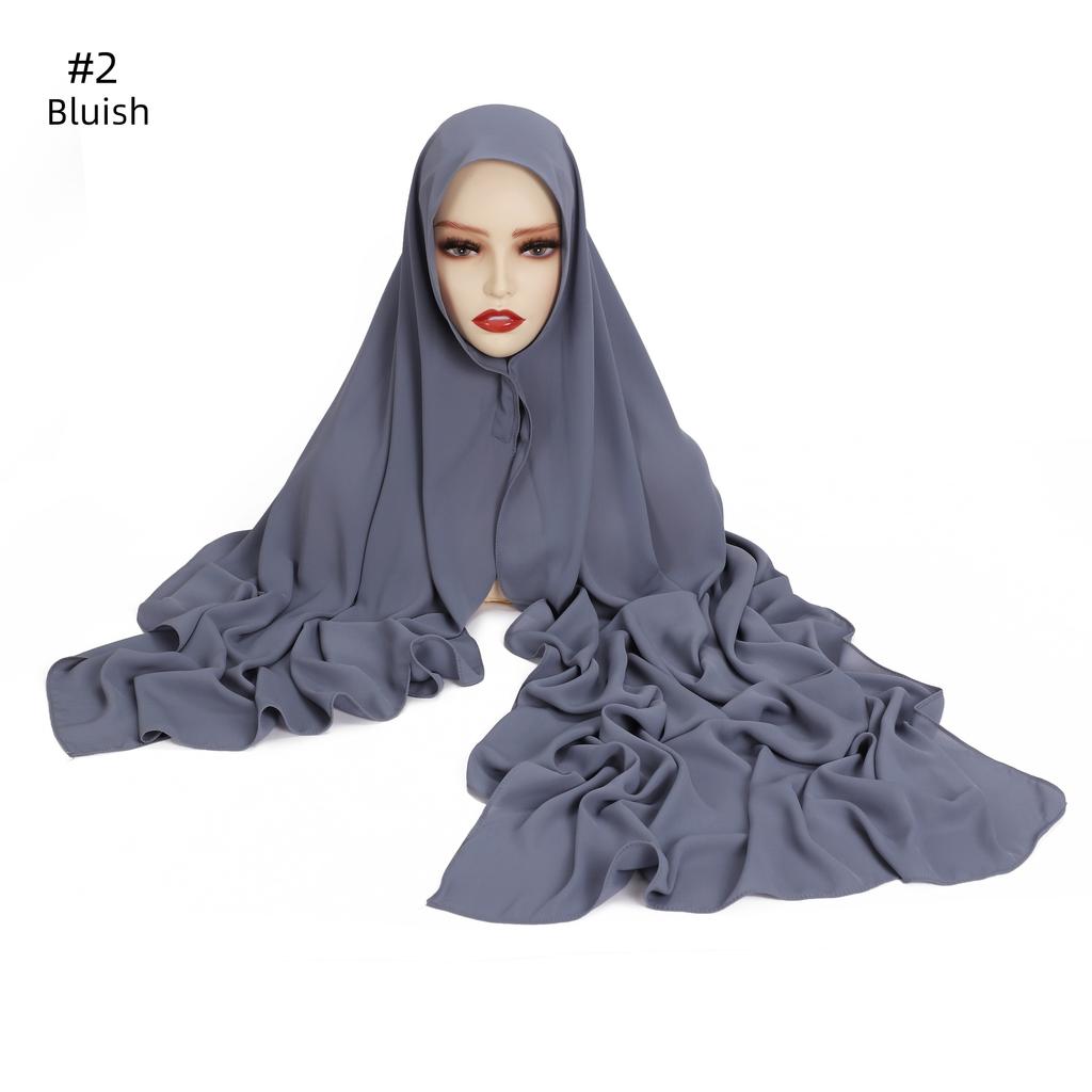 Premium Instant Chiffon Hijab With Built In Magnet Buckle Solid Color Woman Muslim Hijab Scarf Soft Islam Turban Headband Shawl