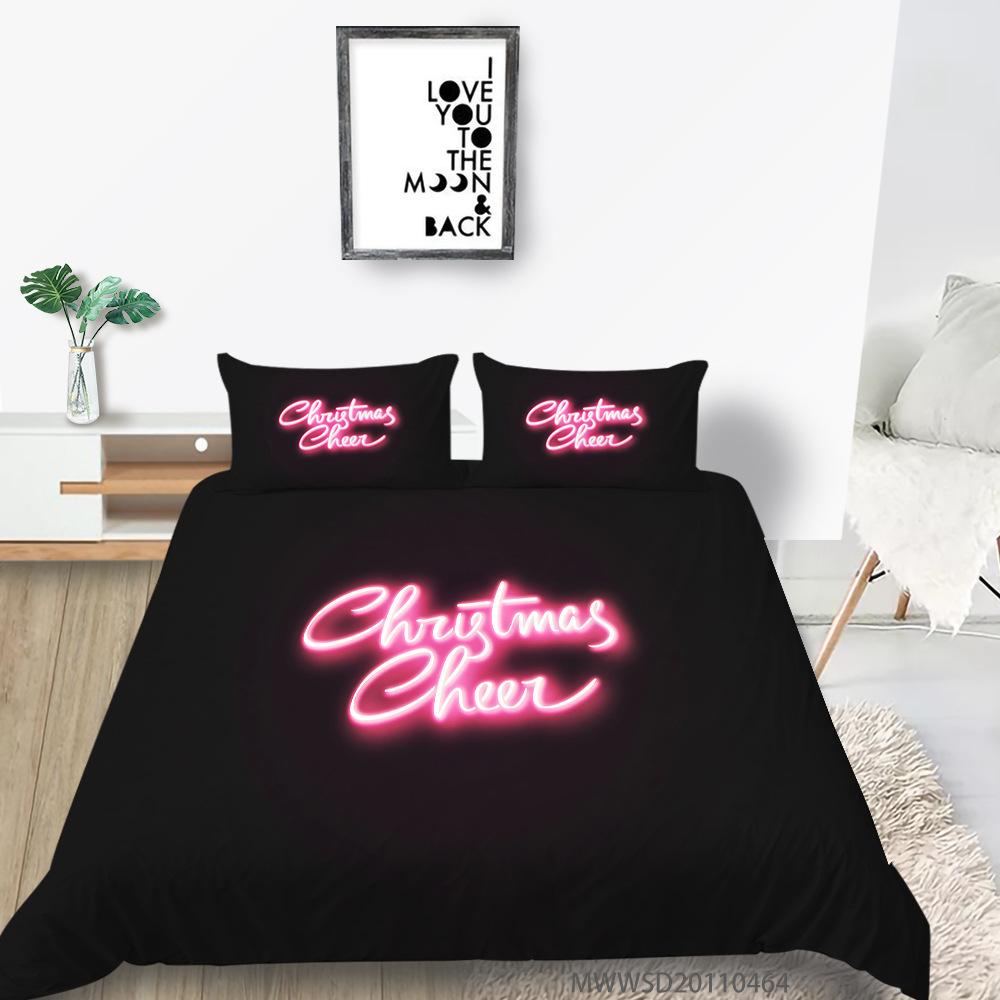 3D Digital Printing Quilt Cover Pillowcase Two Or Three Piece Set Christmas Gift Polyester