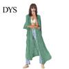 Swimsuit Cover-up Lady Beach Cardigan Sunscreen Anti-UV Long Sleeves Lace Bohemian Style Bikini Casual Daily Coat Thin Calf Length Vacation