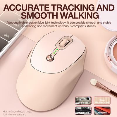 TWOLF Q7 Kabellose 2,4G BT5.0 Dual-Mode Wiederaufladbare Rosa Maus 100016002400DPI mit Stromversorgung