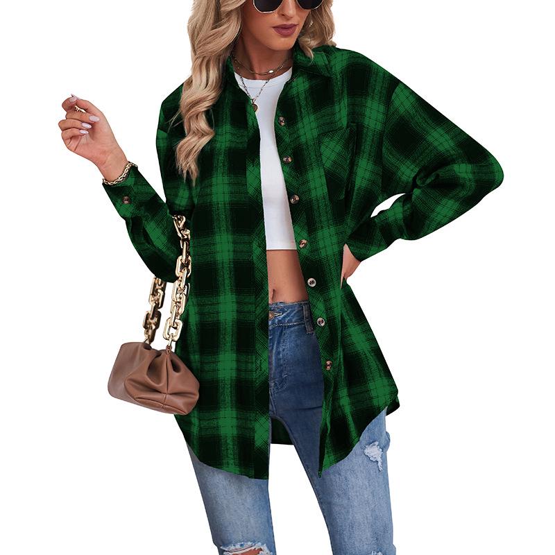Autumn/Winter 2025 Women's Plaid Boyfriend-Style Loose Shirt