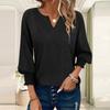 Damenmode Lässig V-Ausschnitt 7/8-Ärmel Einfarbiges Oberteil