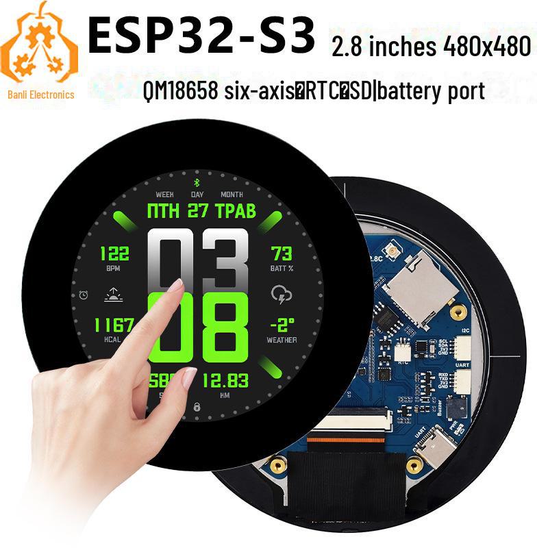 

Плата розробника ESP32-S3 із круглим сенсорним РК-екраном 2,8 дюйма, сенсором, SD та MP3-аудіо