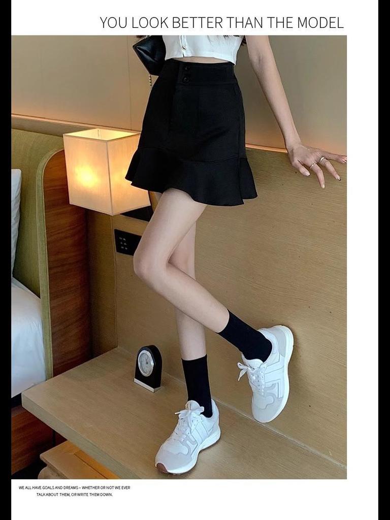 Spring 2024 High-Waist Fishtail Skirt - Women's Slim A-Line Korean Fashion