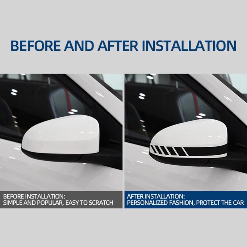 1set Car Sticker Fashion Black Stripe Car Sticker Racing Strips Side Rear View Mirror Decor Decal Car Universal