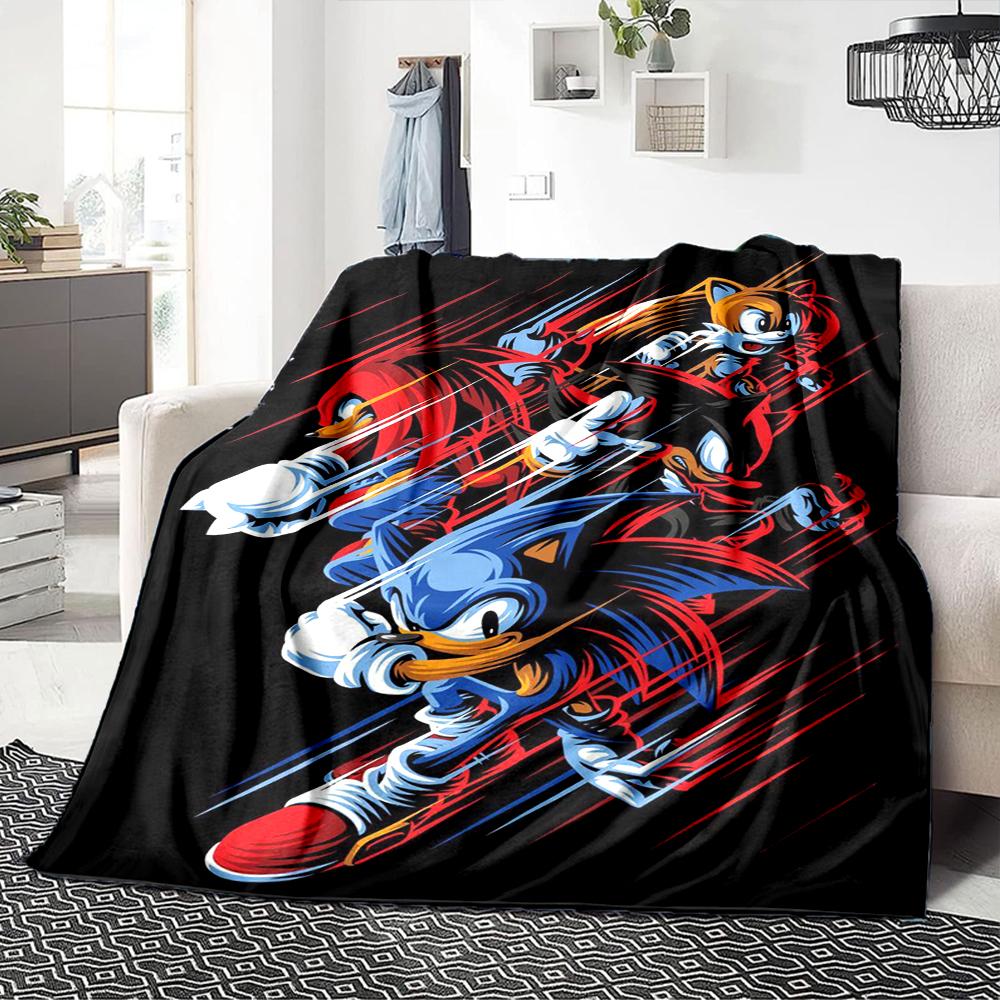 1Pc Sonic Adventure Team Sonic Blanket For Couch Bed Plush Cozy Fuzzy Blanket Super Soft Warm Blankets For Fall And Winter 0918237