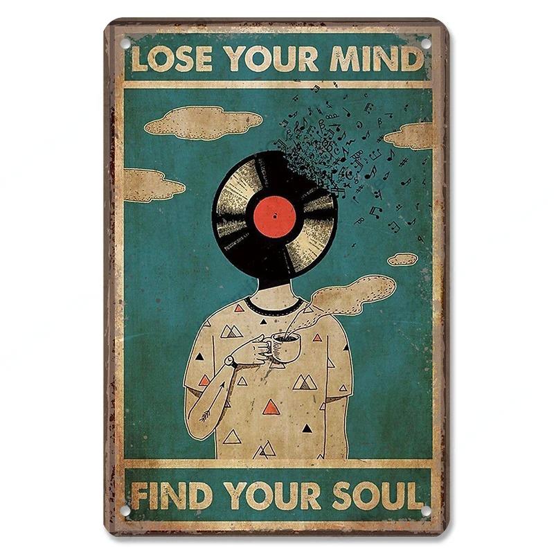 Vintage Music Posters Metal Tin Signs Retro Metal Plate Music CD Radio Guitar Singer Bar Club Wall Decor Living Room
