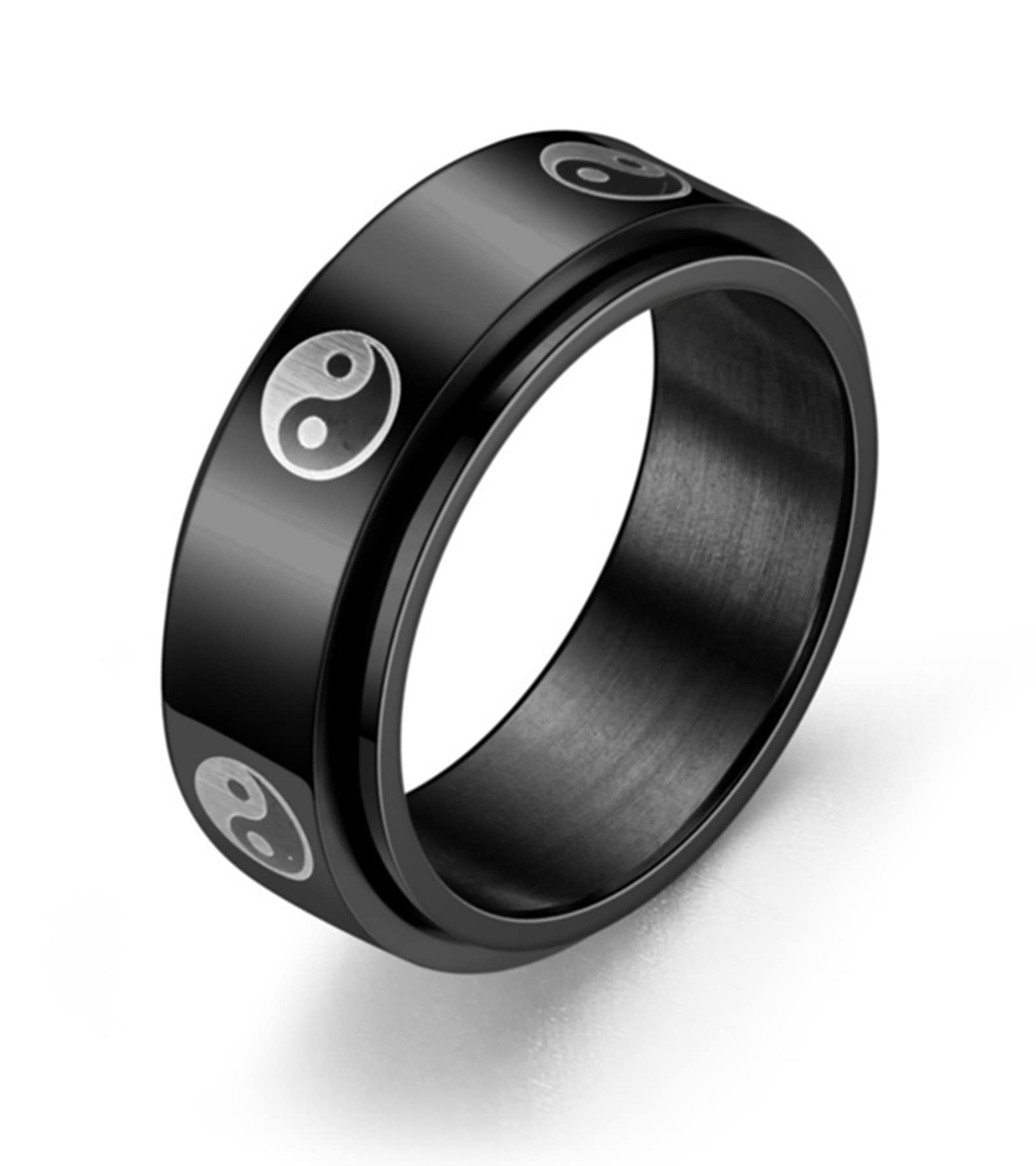 

Мода Інь Ян Тай Чі з нержавіючої сталі Spinner Rings для жінок, чоловіків, традиційний китайський стиль, що обертається, обручка для чоловіків 7