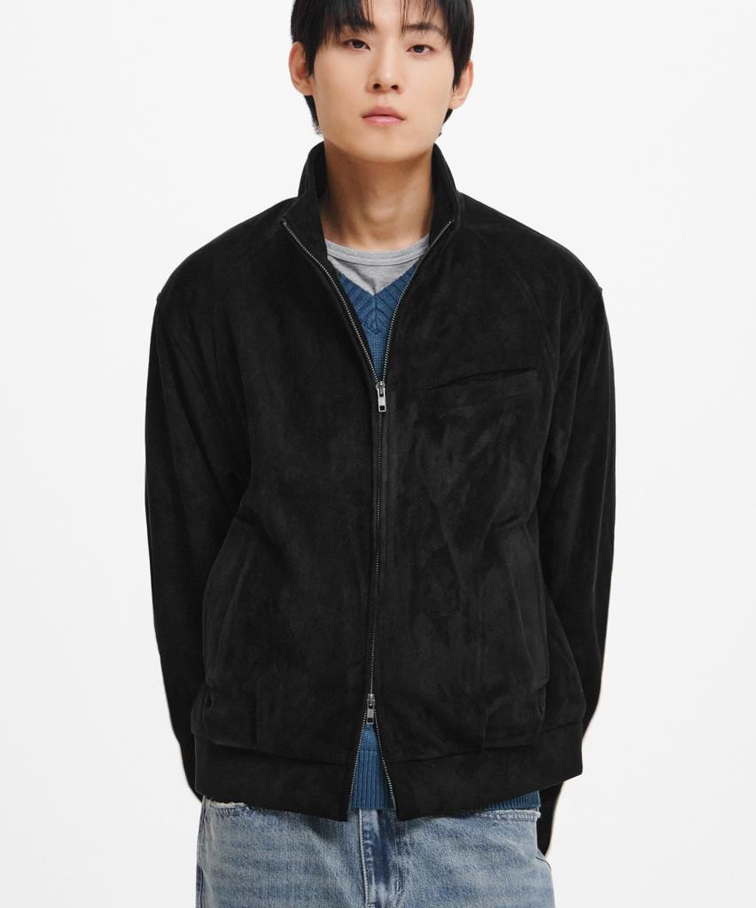 INTEMPOMOOD High-Neck Suede Jacket_Black