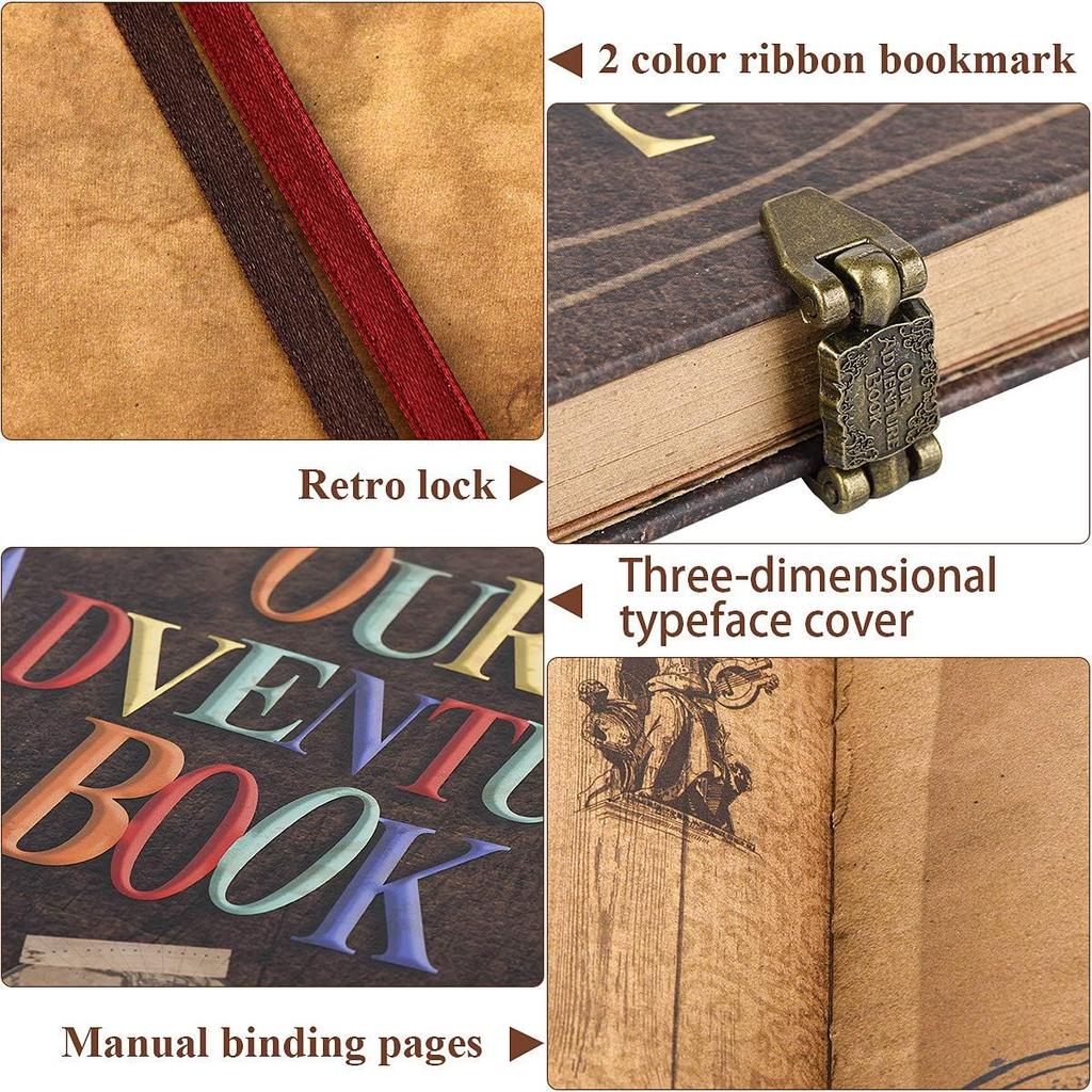 Our Adventure Book Travel Souvenir Diary Photo Book Scrapbook Photo Album Retro Style Vintage Guestbook DIY Anniversary Wedding