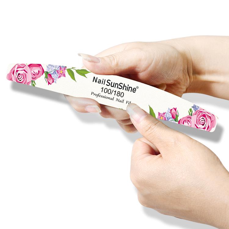 Oboustranný růžový pilník na nehty pro tvarování a leštění