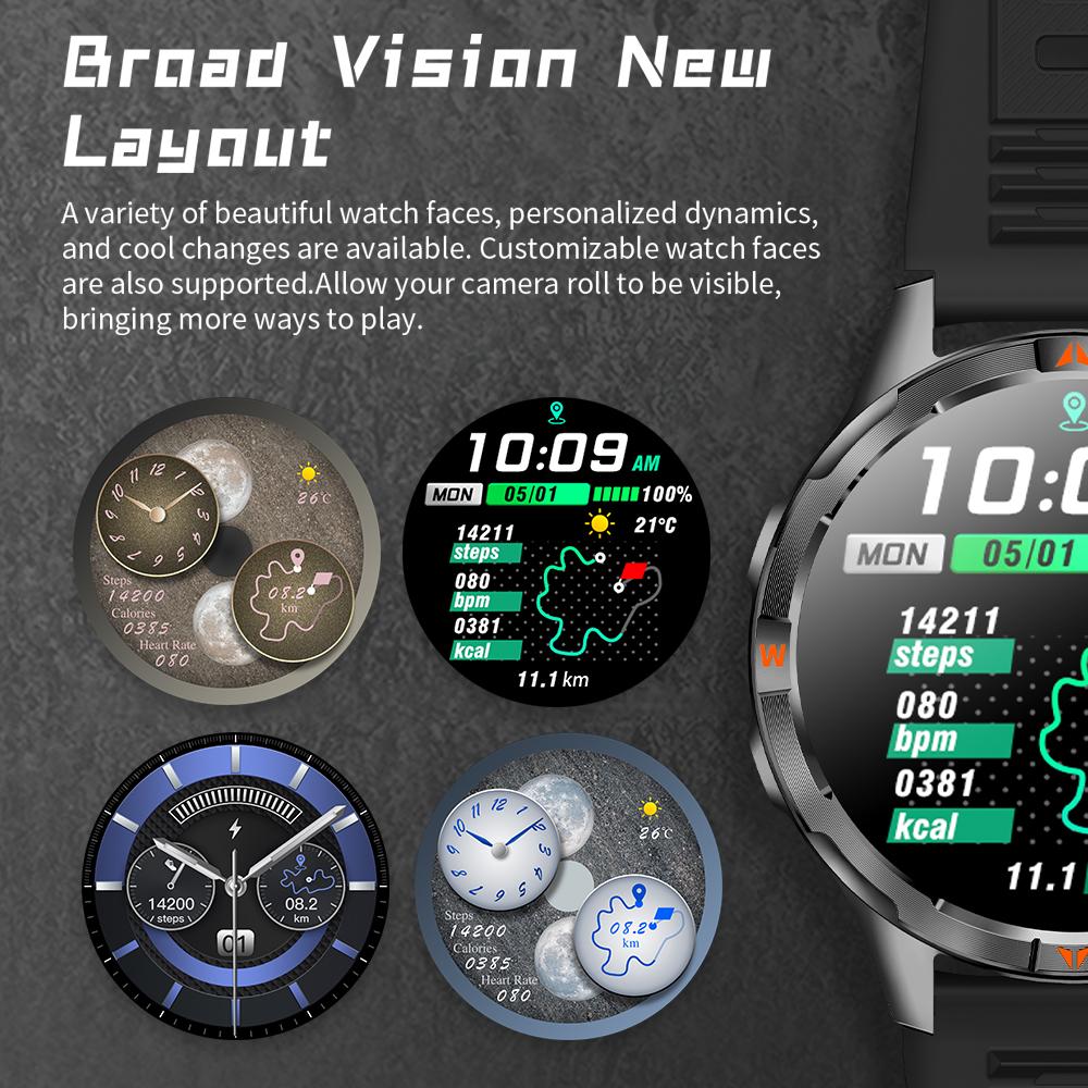 SACOSDING Men Smart Watch Compass LED Flashlight BT Call Heart Rate Sleep Health Monitoring Outdoor Sports Fitness Smartwatch