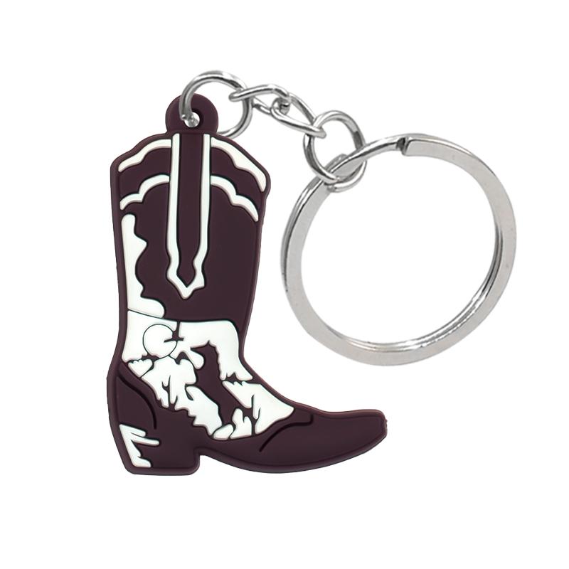 1PCS PVC Cute Keychain New Arrival Cowboy Boots  Custom Key Chain Anime Accessories Handbag Pendant Kids Toys Keyholder