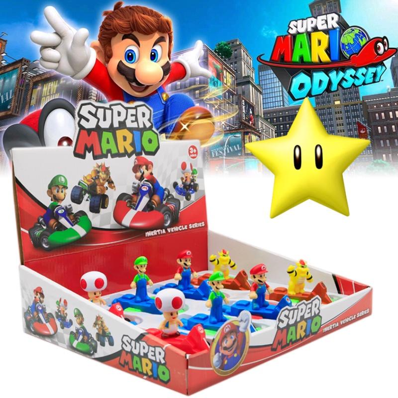 Super Mario Pull-back Kart Toy Model Display Box Interactive Racing Car For Kids