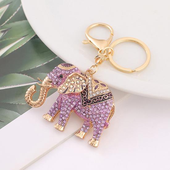 Horse Keychain Colorful Sparkling Rhinestones Elephant Charm Key Chain Decorative Good Luck Pendant Bags Backpacks Wallets Cars Accessories
