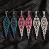 Silver Needle European and American Style Exaggerated Fringed Earrings New High-end Flash Diamond Water Drop Stud Earrings Temperament Earrings