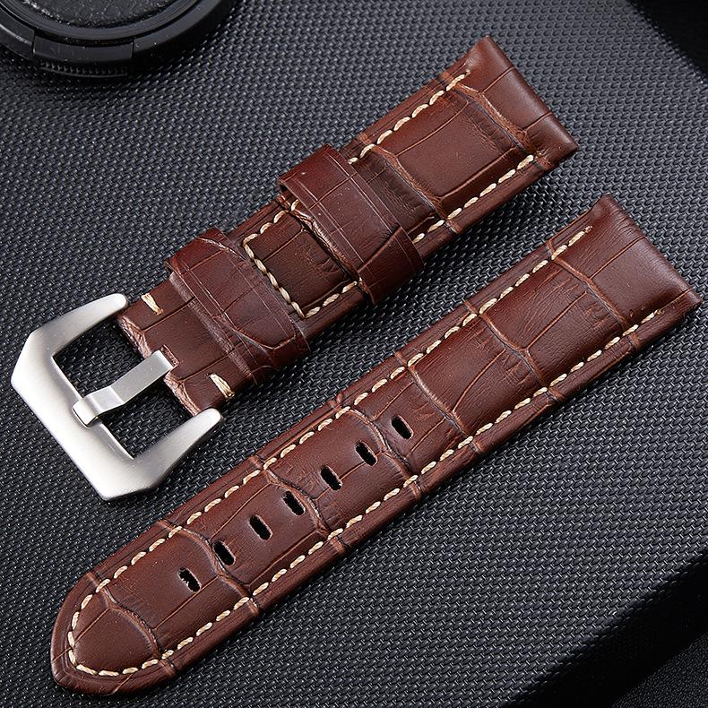 20 22 24 26mm Watch Accessory Suitable for Samsung Leather Watchband Sports Men Hand Made Watch Band