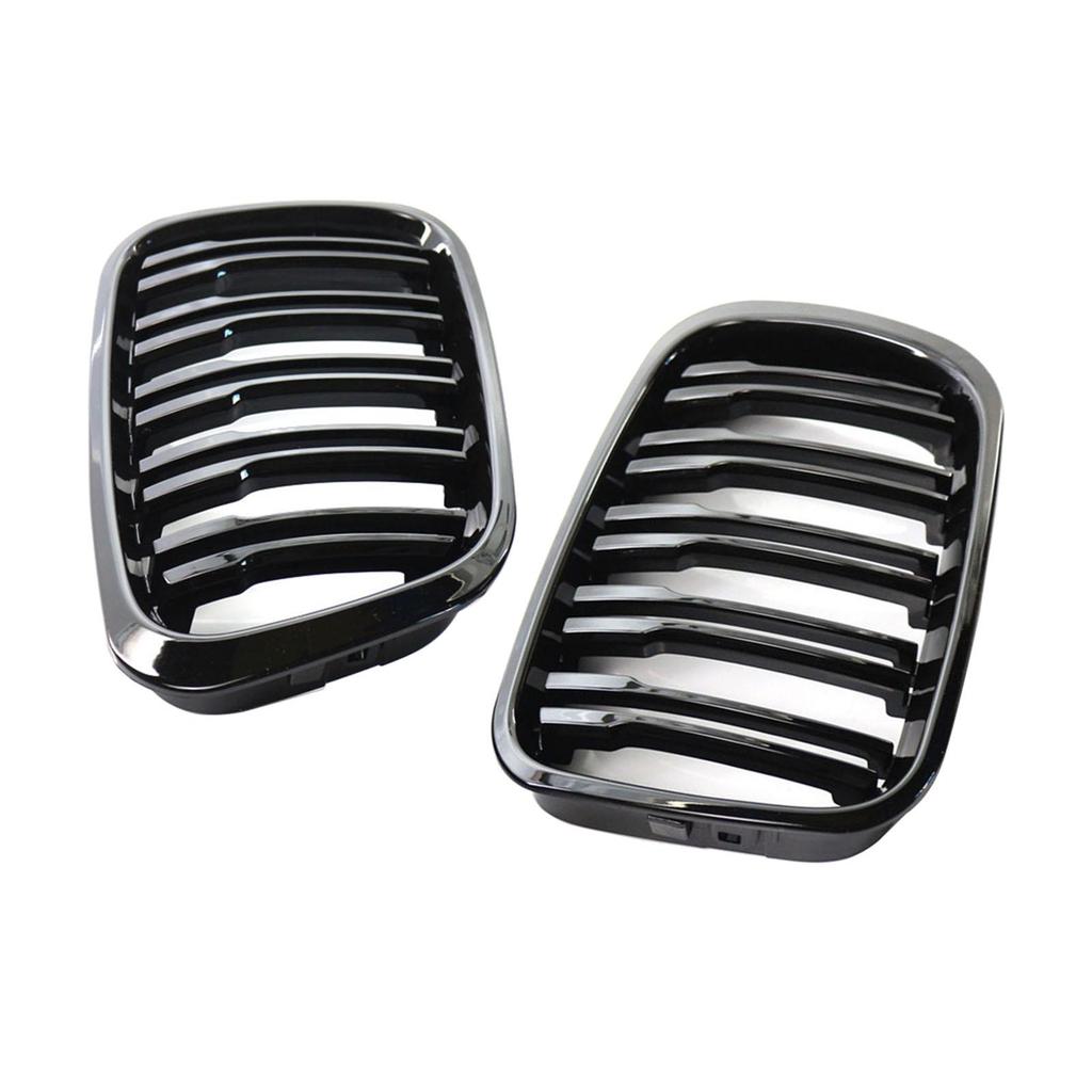 Glossy Black Front Hood Grill Grille Double Line Kidney Auto Body Trim for E46 320i 323i 325i 328i 330i 4 Door Sedan