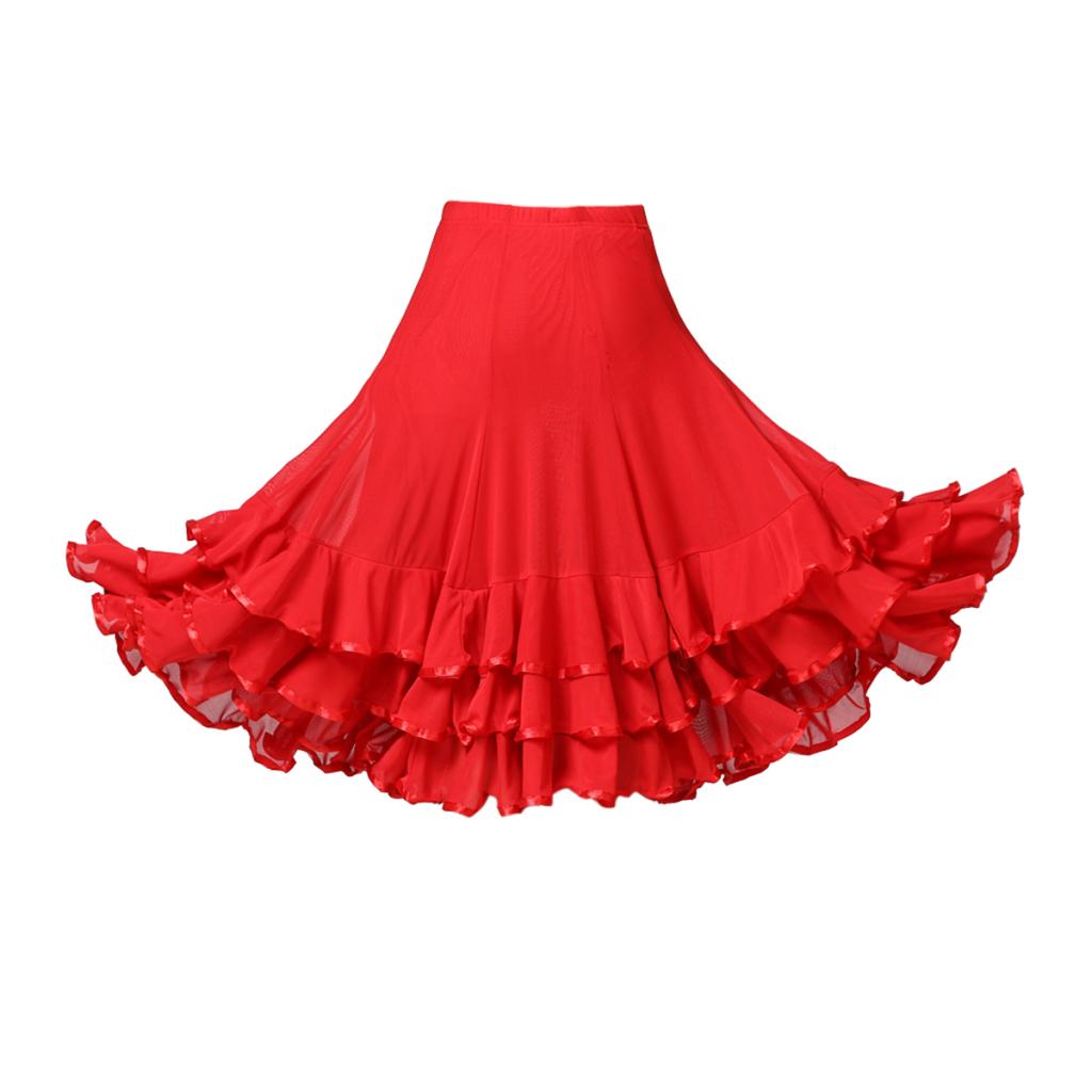 Flamenco Ballsaal Tanzkleid Kurzer Rock Damen Kostüm, Taille 60-98cm