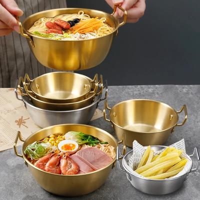 Koreanische Reisweinschüssel, langlebige koreanische Suppenschüssel aus Edelstahl mit Griff, Salat- und Pommes-Frites-Behälter, Grill-Gewürzschüssel
