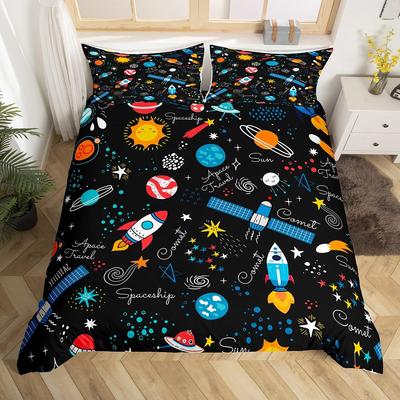 Dziecięcy zestaw pościeli kosmicznej Statek kosmiczny Rakieta Poszewka na kołdrę Uniwersalna Planeta Gwiazdy Poszewka na kołdrę Kosmos Meteoryt Poszewka na kołdrę