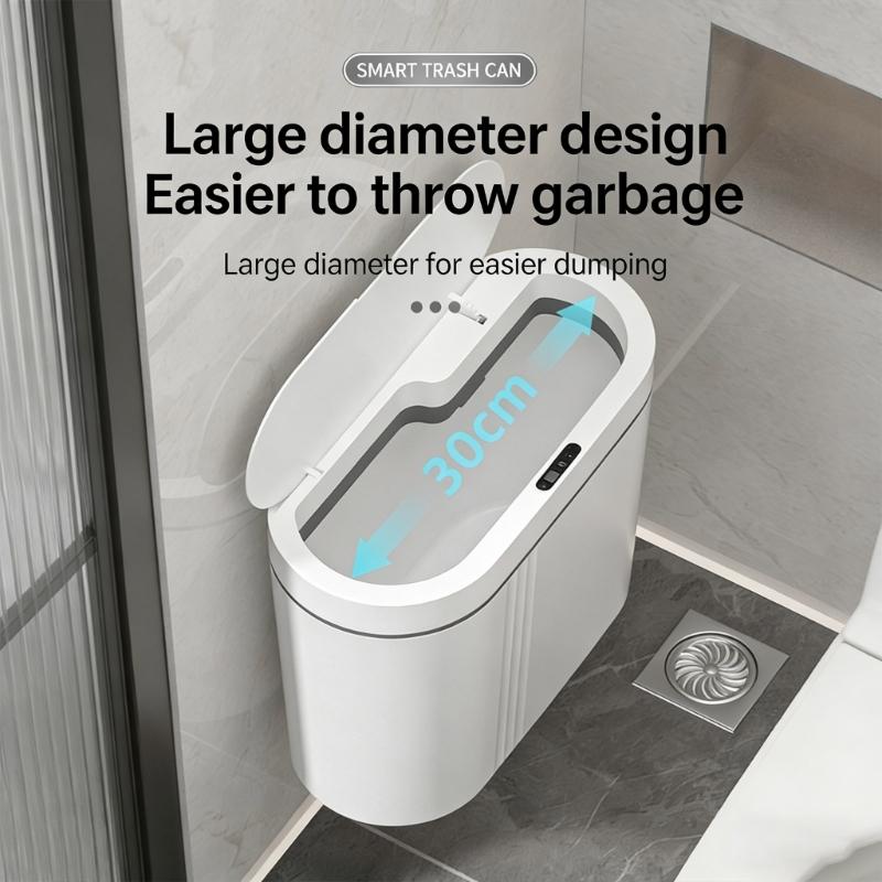 Pattumiera a Sensore Automatico da Parete per Bagno Cucina Chiusura Silenziosa Montaggio a Parete Plastica