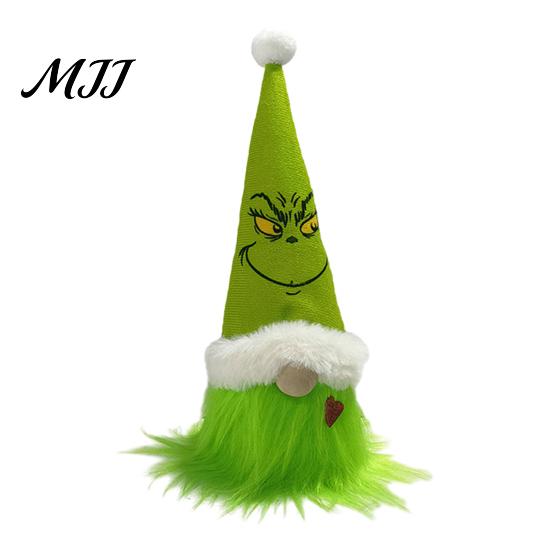 Front Wall Festive Hanging Decor Christmas Tree Green Haired Plush Ornament, Stuffed Animal Doll Dwarf Garden Holiday Accents Figurine, Party Supplies
