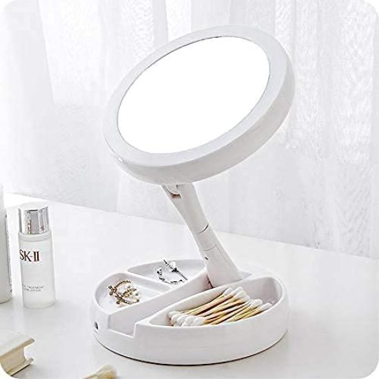 LED Makeup Adjustable 10x Magnification 1x Makeup Makeup Actress Tabletop Electric Makeup Stand Beauty Up Folding Stand Power USB 4 or 3 Storage