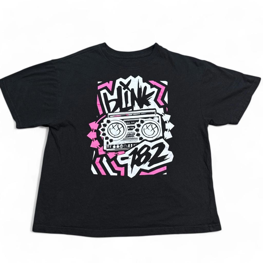 Blink 182 Tee Shirt Top Womens Size XS Black Vintage Style Band Graphic Logo