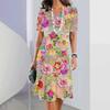 Elegant Fashion Short Sleeve T-shirt Dress Beach Vacation Midi Dresses Women 3d Print Clothing
