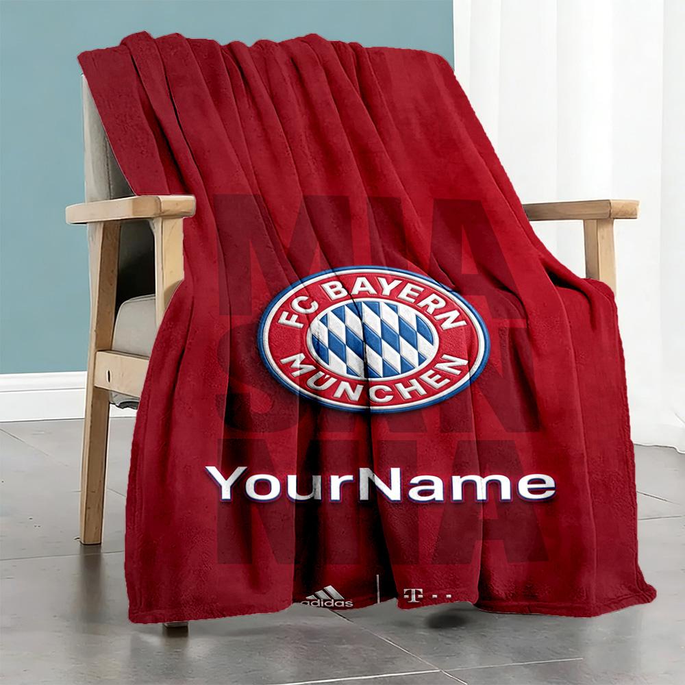 Fc Bayern München 14 Personalized Text Blanket Lightweight Customizable Blanket Soft Warm Cozy for Office Picnics Living Room Livingroom
