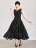 High-Quality Beaded Tencel Crepe Waist-Cinched French Aristocratic Style Tea Party Dress for Women