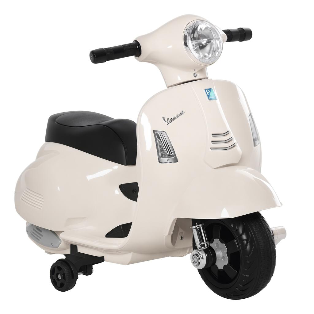 Motocicletta Elettrica per Bambini Vespa Moto Elettrica con Luce LED, Suono, Moto Elettrica per Bambini da 18-36 Mesi, Bianca