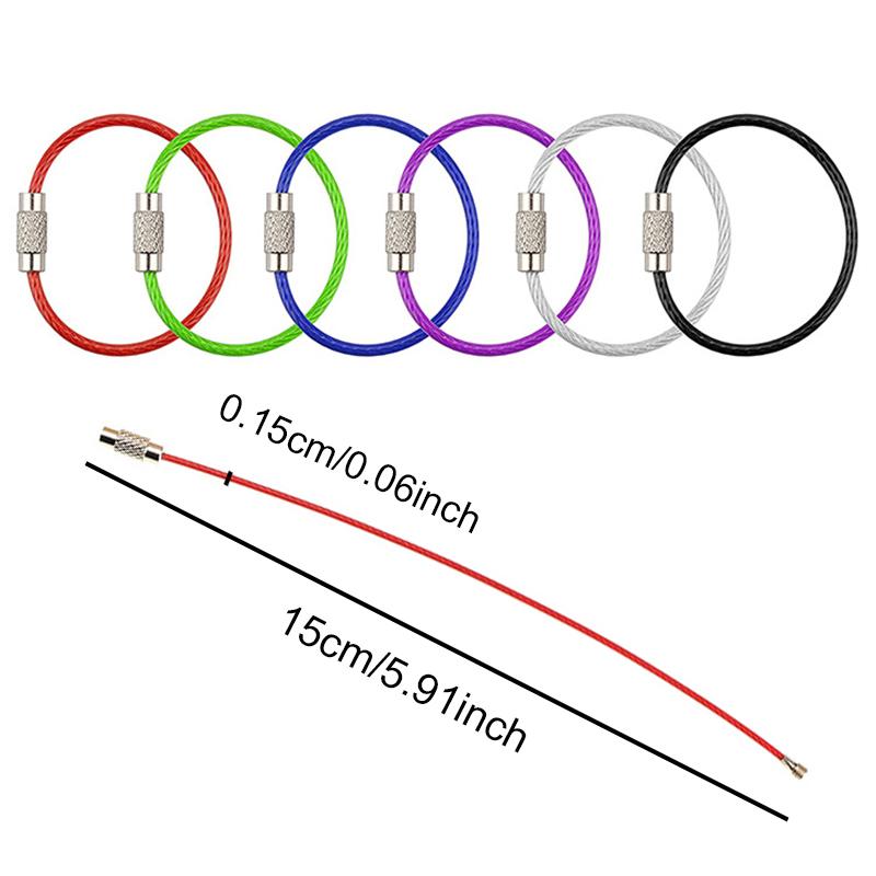 5/10/20/40PCS Stainless Steel Wire Keychains Assorted Colors Durable Screw Locking Keychain 150x1.5mm Cable Rope Key Circles ZYF