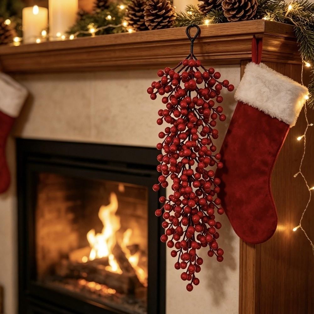 Plastic Christmas Artificial Plant Garland Reusable Xmas Candle Cup Ring  Holiday Party