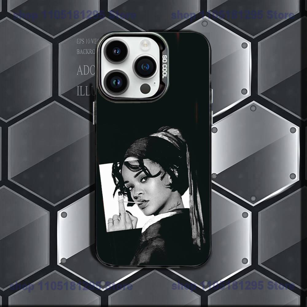 New Singer R-Rihannas Phone Case For iPhone 17,16e,16,ProMax,15,14,Plus,13,12,Mini,11,Pro Matte Colored Silver Luxury Cover