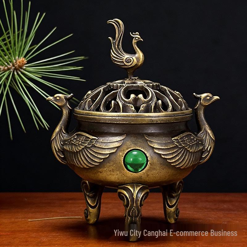 Retro Alloy Three-Legged Tiger Incense Burner with Auspicious Clouds Design