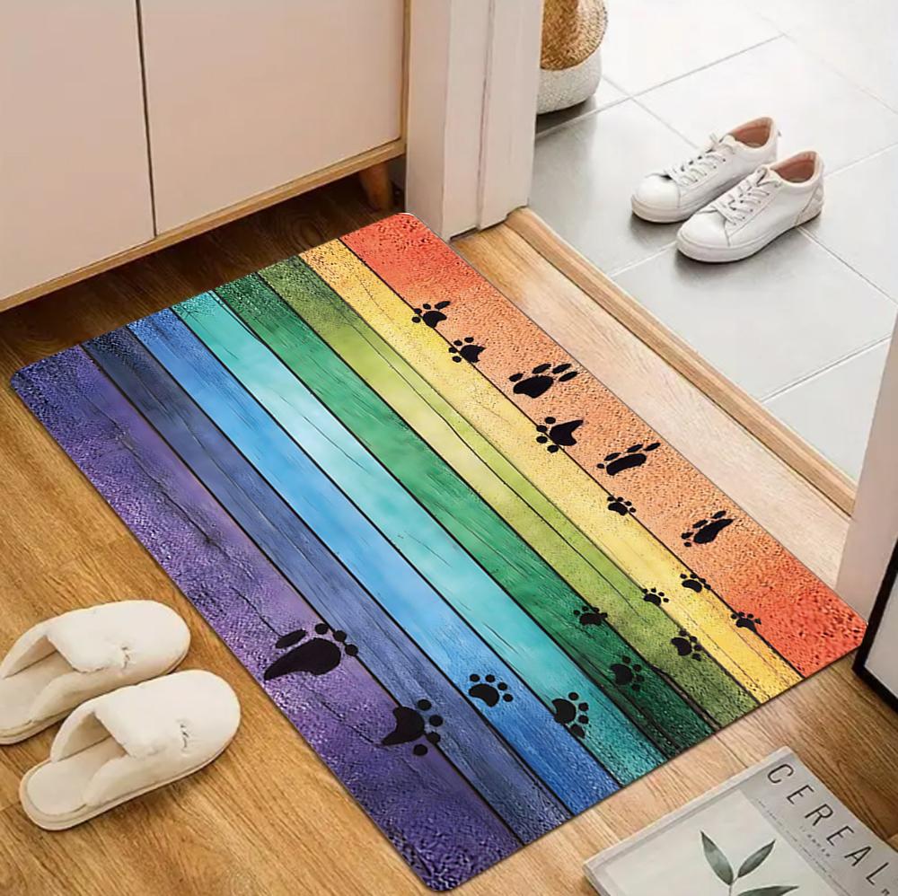 Paw Print Pattern Carpet Mat Rug Non-Slip Area Rug Home Decoration for Entryway Living Room Bedroom Decor Welcome Mat