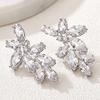Huitan Fashion Design Bride Wedding Earrings Paved Romantic Marquise CZ Exquisite Women's Dangle Earrings Good Quality Zircon