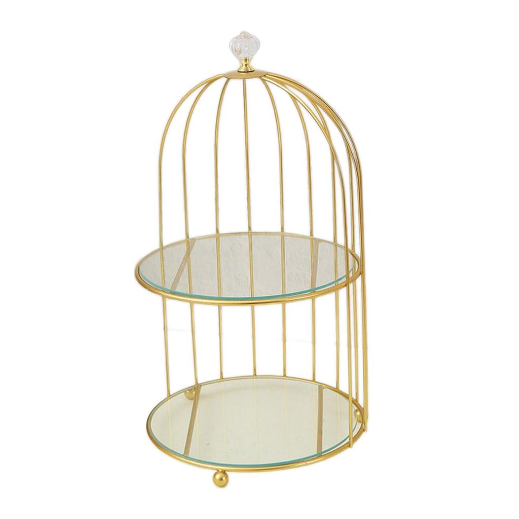 Golden Jewelry Holder Cupcake Stand Makeup Organiser Women , Double Layer, Others