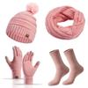 4Pcs/Set Ear Protection Women Hats Scarf Gloves Socks Set Soft Touchscreen Gloves  Outdoor
