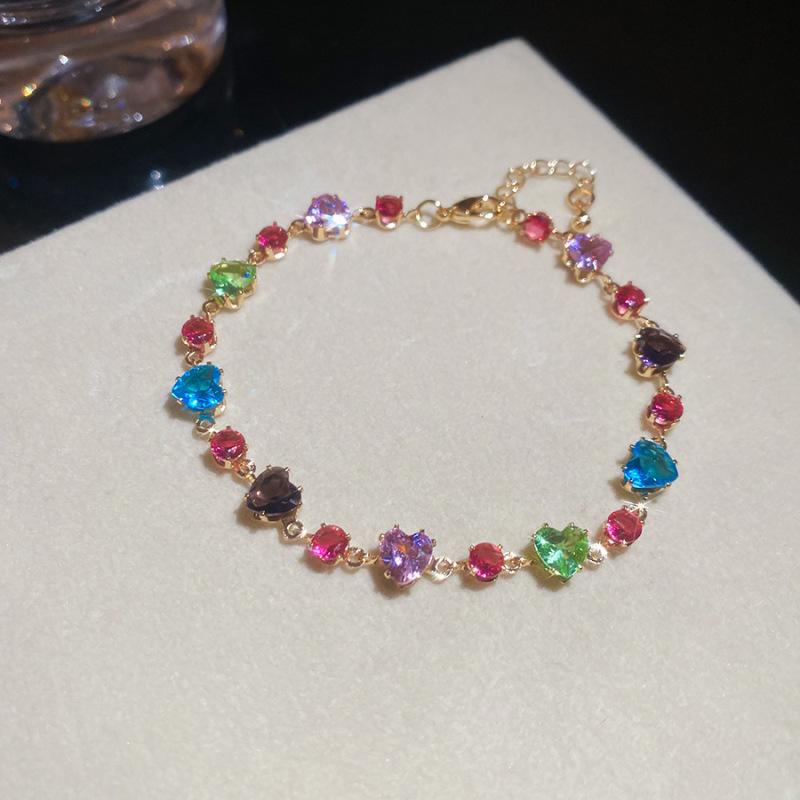 Bracciale Geometrico in Zirconi di Lusso Raffinato: Design Colorato e Versatile