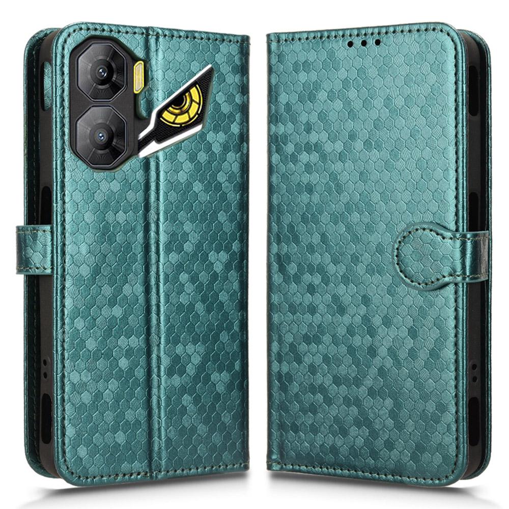For ZTE Nubia Neo 3 5G Wallet Case Dot Pattern Imprint PU Leather Phone Cover with Wrist Strap