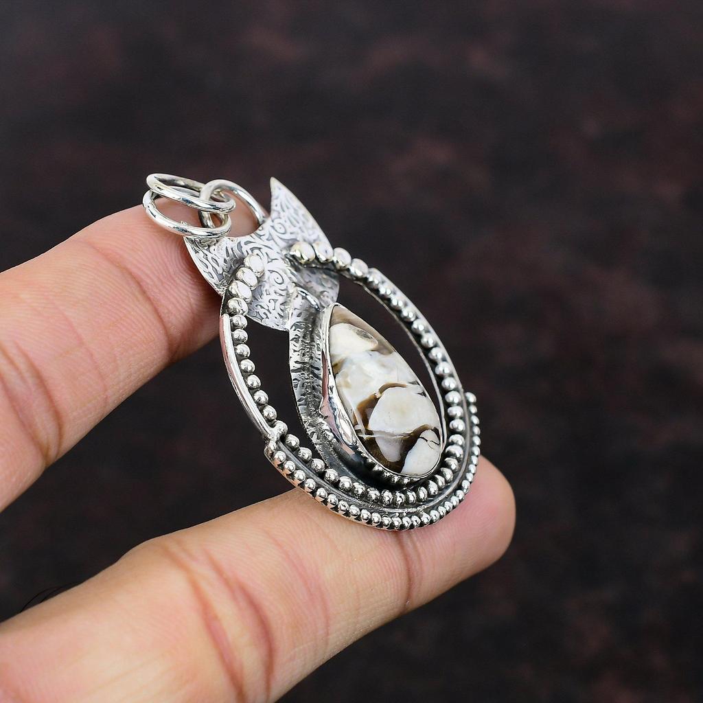 Peanut Wood Jasper Pendant 925 Sterling Silver Pendant Natural Gemstone Jewelry Handmade Stylish Pendant Gift For Girl Healing Stone Pendant