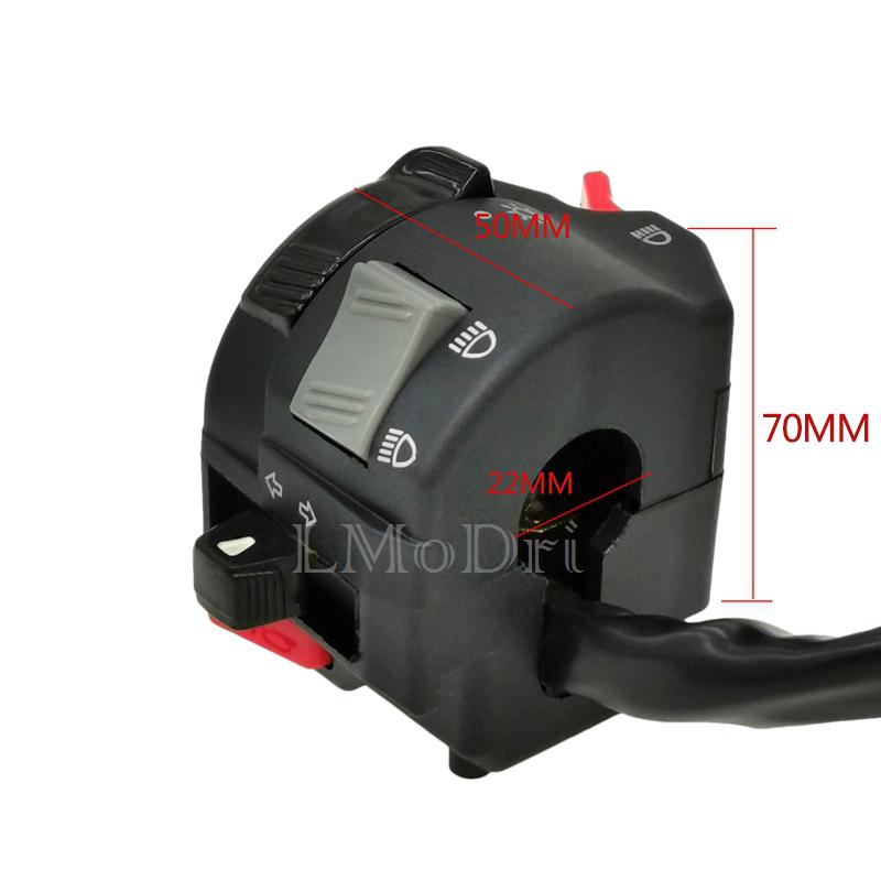 LMoDri 7/8'' 22mm Handlebar Motorcycle ATV Switches Headlight Fog Light Turn Signal Horn High/Low Beam Button in 1 Multi