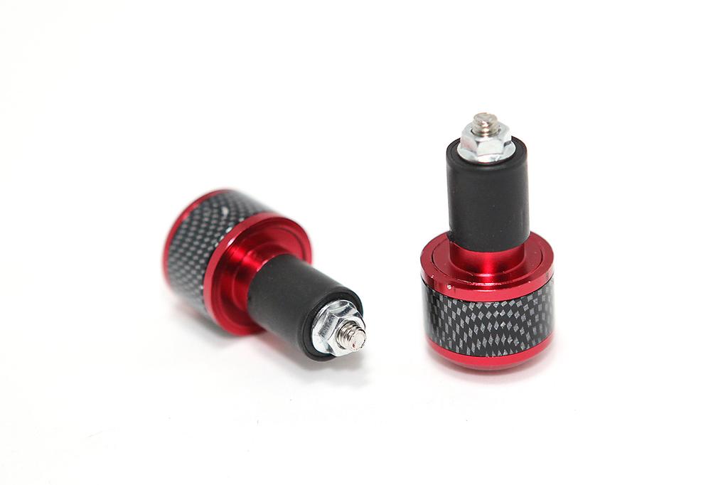 nakira Special Bar End! Grip Bar End for Motorcycles, Aluminum, Carbon Pattern (Red, Red)